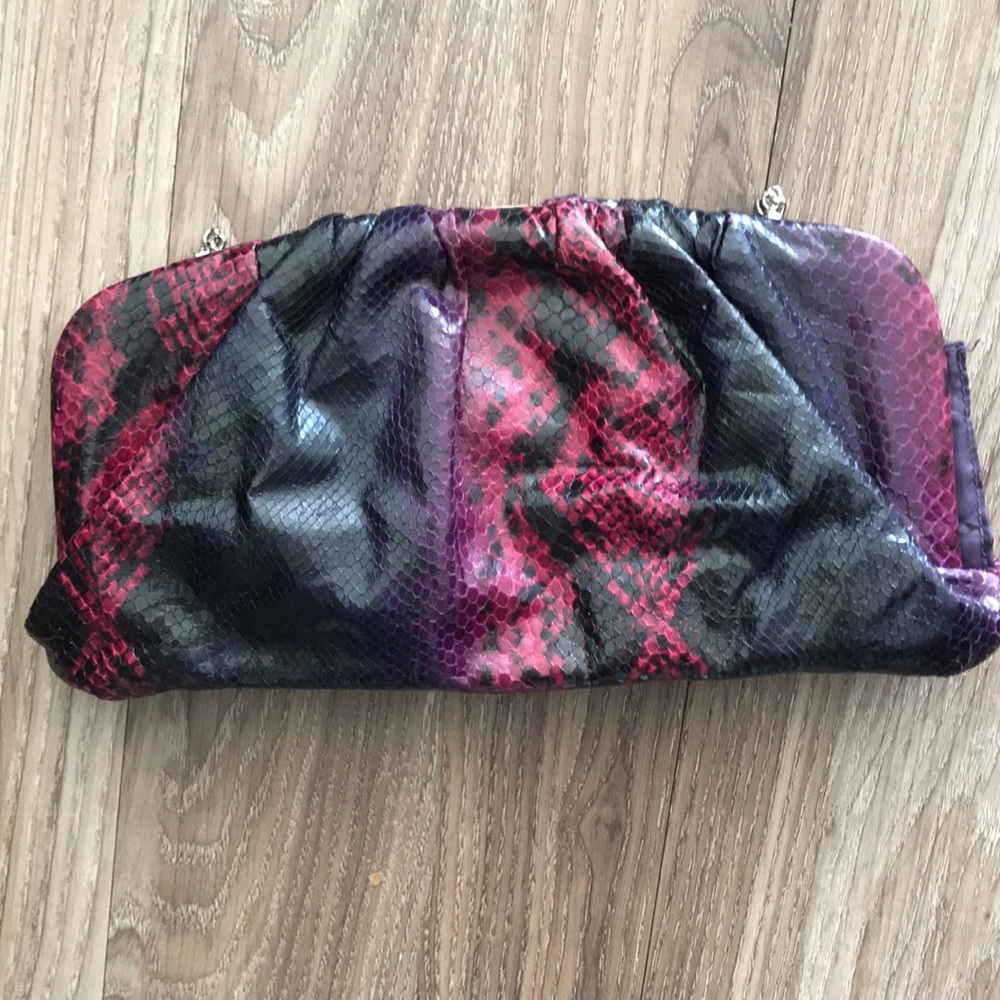 Bijou Brigitte Snakeskin Clutch with Chain